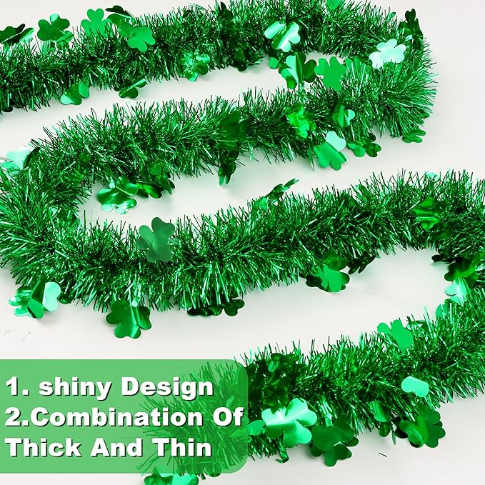 50 FT St Patricks Day Decorations Shamrock Garland Decor Green