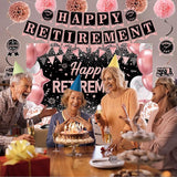 Rose Gold Retirement Decorations for Women Happy Retirement Banner