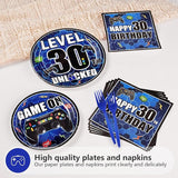 96Pcs 30th Birthday Video Game Party Supplies Blue Video Game Paper