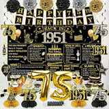 75th Birthday Decorations for Men Women 21pcs the Year 1951 Banner