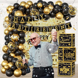 Happy Retirement Party Decorations Kit for Men Women Black Gold