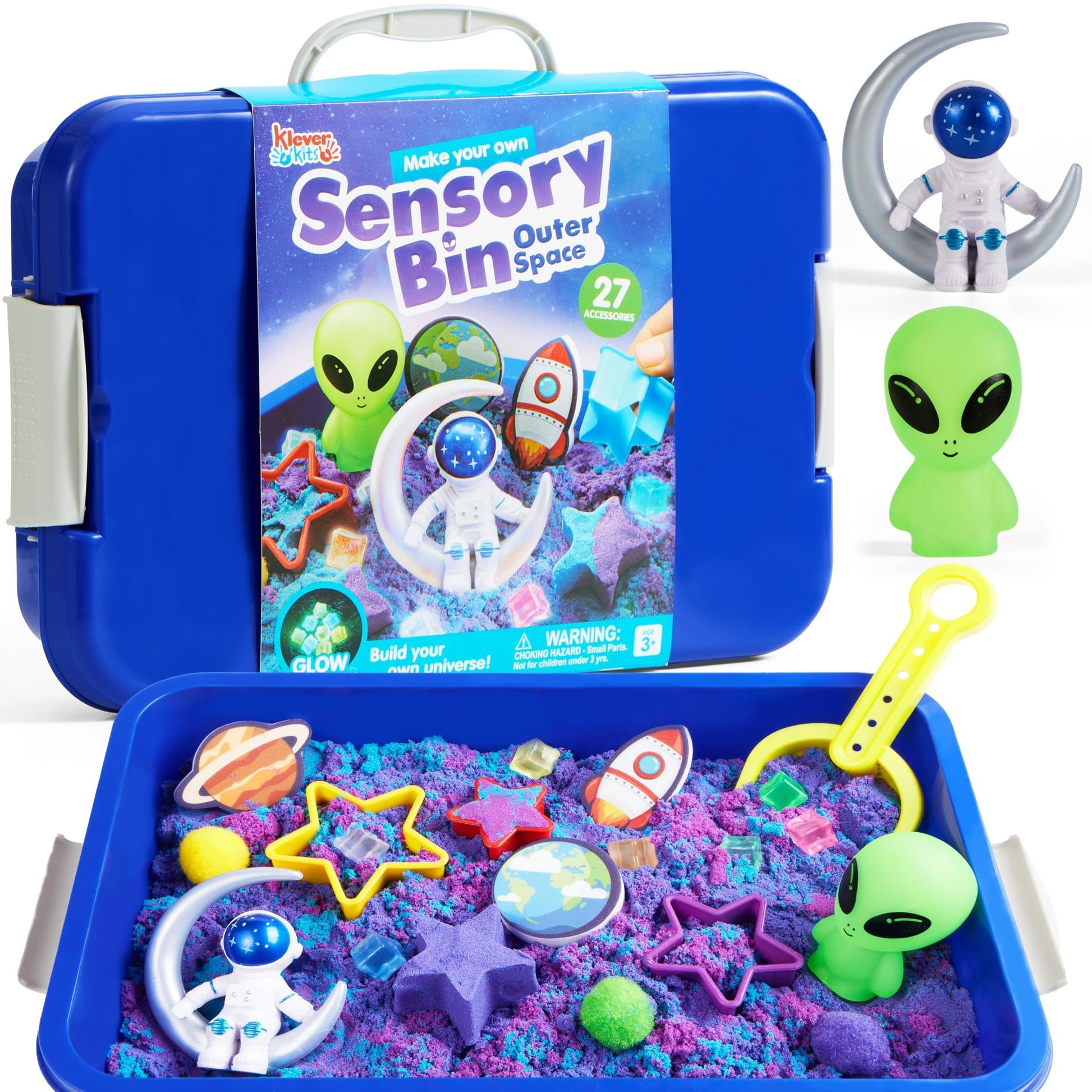 JOVA Klever Kits Outer Space Sensory Bin for Toddlers with Glow in The