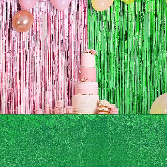 4 Pcs Iridescent Pink and Green Tablecloth Party Decorations,