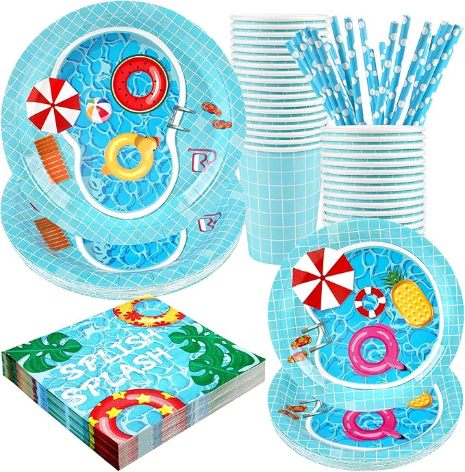 Pool Party Supplies Decorations Disposable Summer Kids Birthday