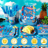 350 Pcs Beach Plates and Napkins Set Beach Party Supplies for 50