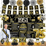 75th Birthday Decorations for Men Women 21pcs the Year 1951 Banner