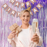 BRAVESHINE 1 Purple 1 Pink Streamers Party Backdrop - 3.2 ft x 8.2 ft