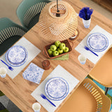 durony 144 Pieces Blue and White Flower Disposable Tableware Set 9