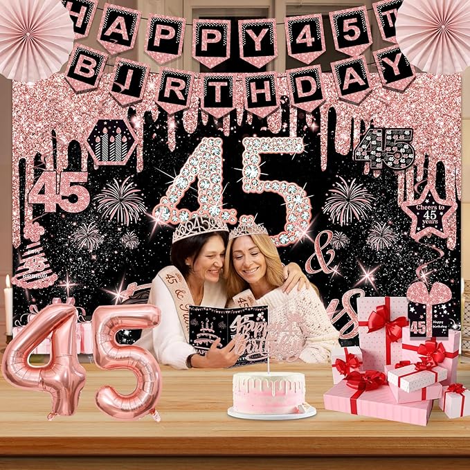 45th Birthday Decorations for Women 32PCS 45th Birthday Party