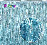 4 Pack Wavy Blue Foil Fringe Curtain 3.3x6.6 Feet | Blue Streamers