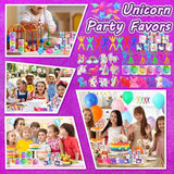 Unicorn Party Favor Goodie Rainbow Elastic Ball Bracelets Stickers