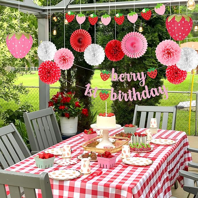 Berry First Birthday Decor 14 Pcs Strawberry 1st Birthday