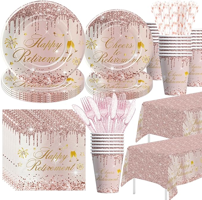 Retirement Decorations For Women Rose Gold Happy Retirement Party
