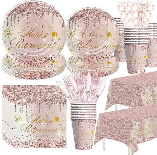 Retirement Decorations For Women Rose Gold Happy Retirement Party