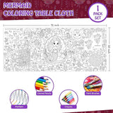 Mermaid Coloring Tablecloth for Kids 30x72 Inch Poster with Mermaids