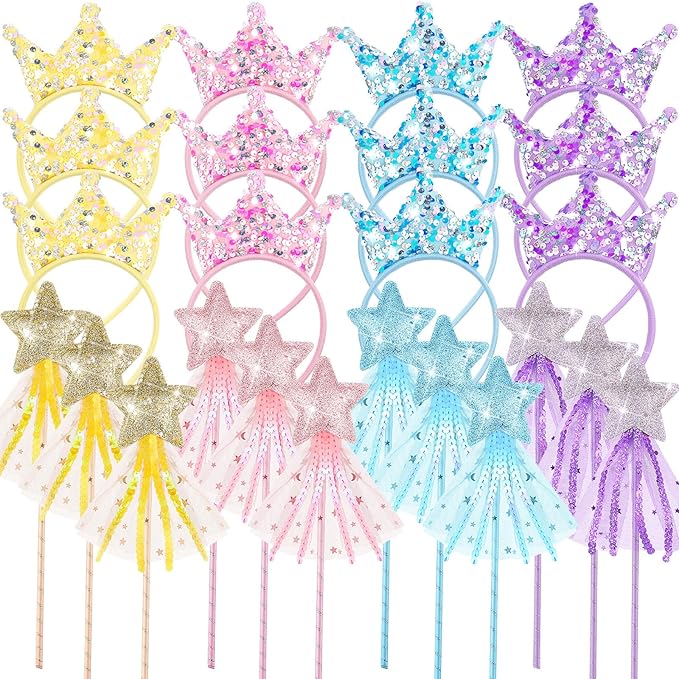 100 Pcs Princess Party Favors Including 50 Glitter Star Fairy Wands