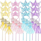 100 Pcs Princess Party Favors Including 50 Glitter Star Fairy Wands