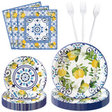 G1ngtar 96Pcs Capri Lemon Blue Tiles Yellow Lemon Summer Citrus Fruit