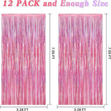 12 Pack Pink Backdrop, 3.28 FT x 7.05 FT Foil Streamers, Metallic