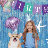 BRAVESHINE Light Blue Tinsel Foil Fringe Curtains - 2Pcs 3.2x8.2 ft