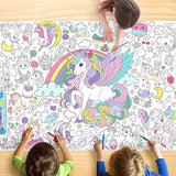 Unicorn Coloring Tablecloth for Kids Magical 30x72 Inch Poster with