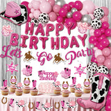 Disco Cowgirl Birthday Party Decorations - 105PCS Pink Decorations