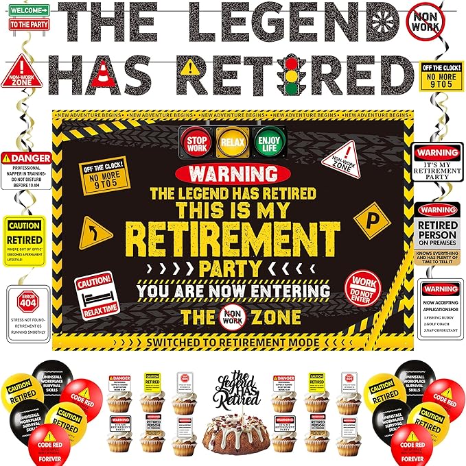Retirement Party Decorations for Men Women Happy Retirement Banner