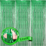 Voircoloria 3 Pack 3.3 x 8.2 ft Laser Green Foil Fringe Backdrop