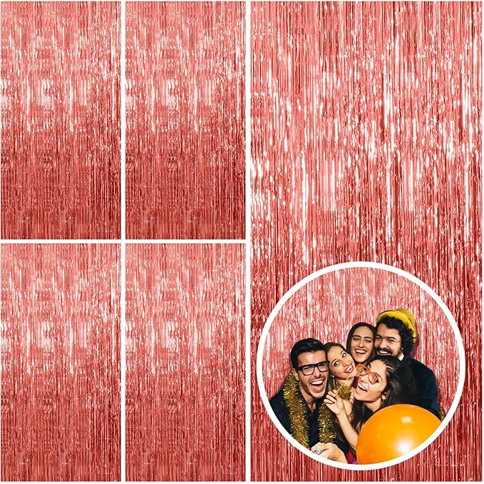 10 Pack Rose Gold Fringe Curtain Backdrop Birthday Bachelorette