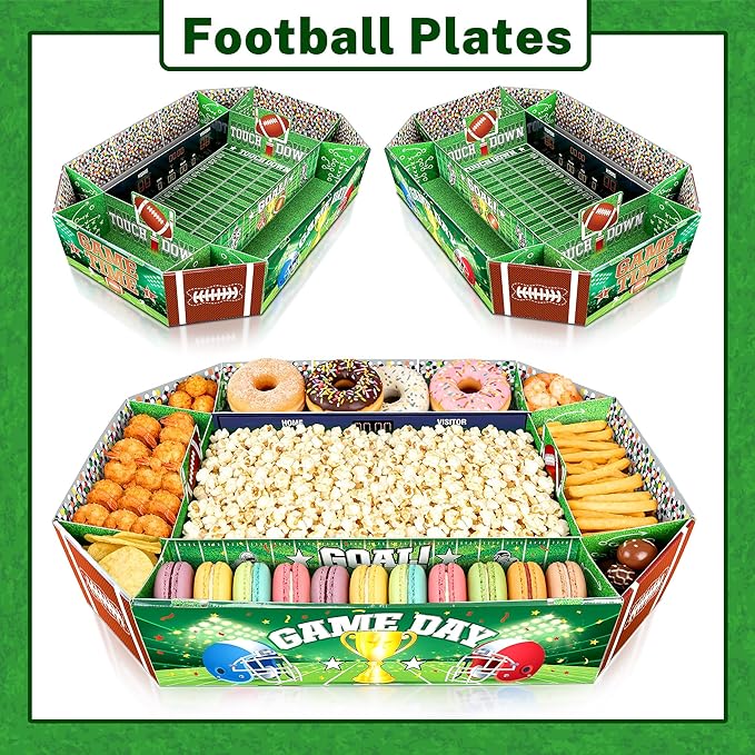 Football Party Supplies Kit Large Snack Stadium Football Plates