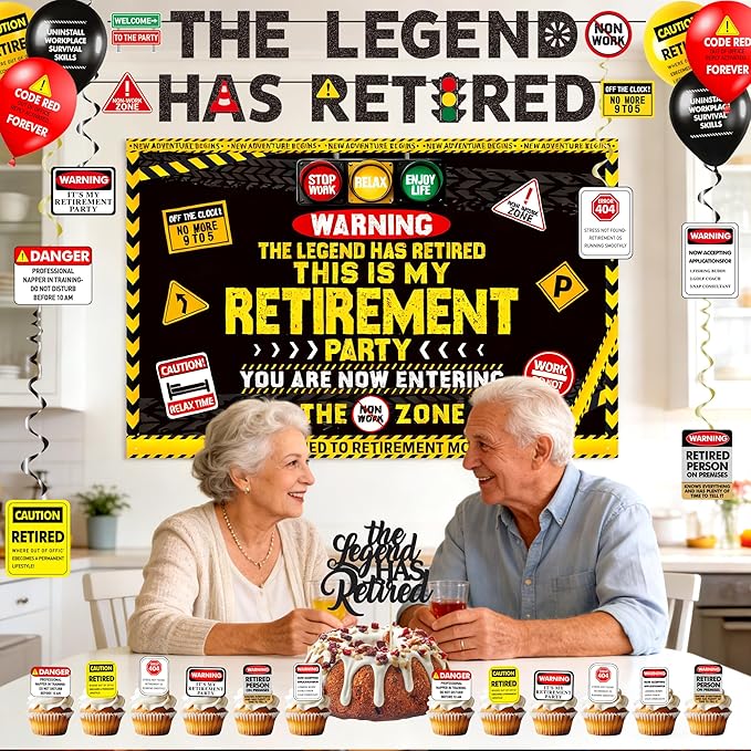 Retirement Party Decorations for Men Women Happy Retirement Banner