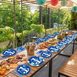 Boy 1st Birthday Party Tableware Set Blue 96 Pcs 24 Guests Paper