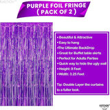 KatchOn, Metallic Purple Foil Fringe Curtain 3.2x8 Ft, Pack of 2 |