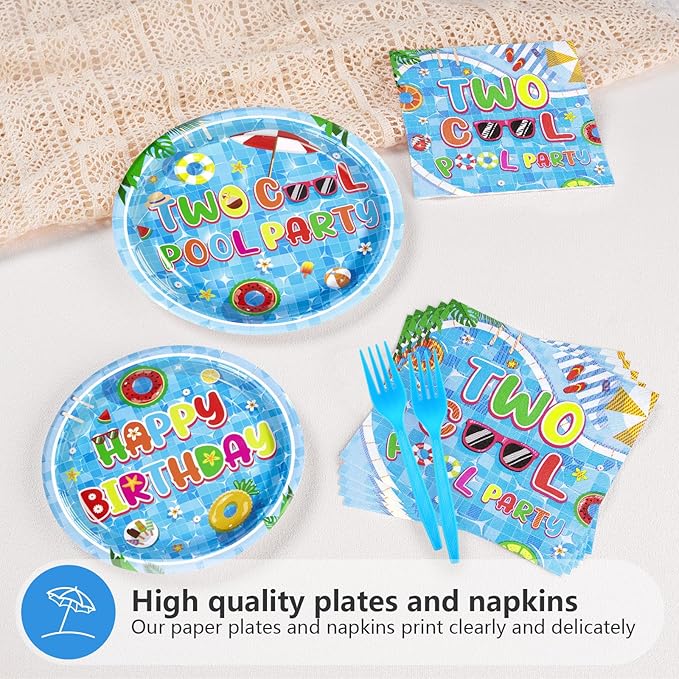 96Pcs Two Cool Pool Birthday Party Decorations Two Cool Pool Party