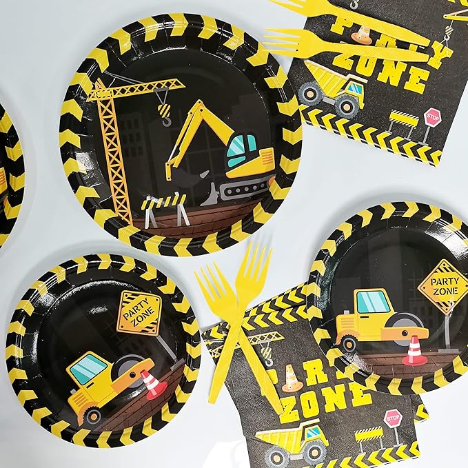 96pcs Construction Birthday Party Supplies Construction Theme Paper