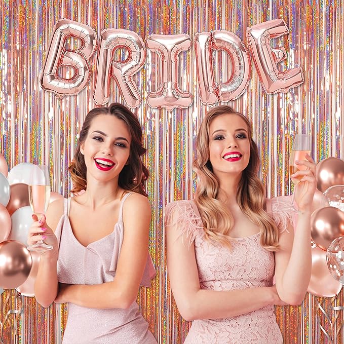 Photo Backdrop for Mothers Day Decorations, Melsan Rose Gold Tinsel