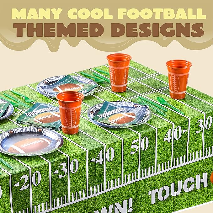 98 Pcs Football Party Supplies Set Serves 24 with 24 Cups 24 Plates