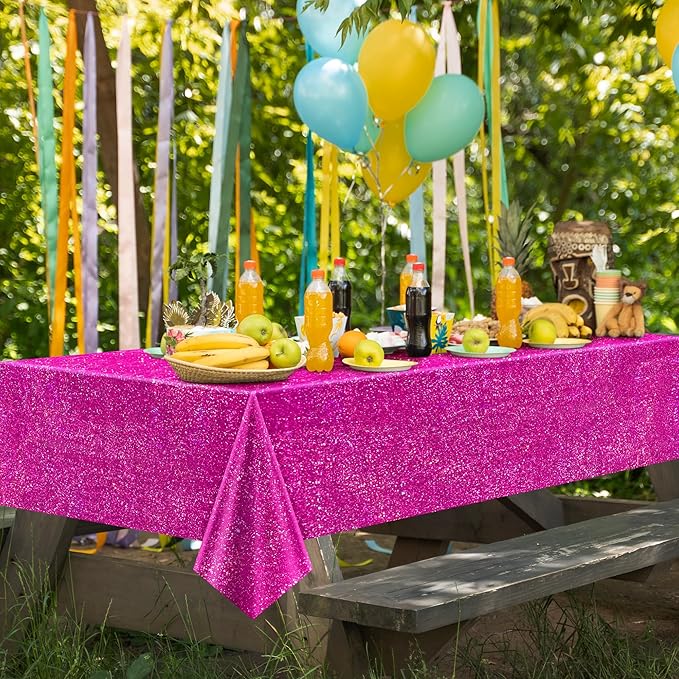 Just Shimmer 1 Pcs Fuchsia Hot Pink Holographic Tablecloths 40" x