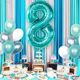 KatchOn, Giant Blue Teal Number 8 Balloons - 40 Inch || Aqua Teal