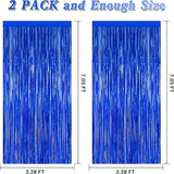 2 PCS Tinsel Backdrop, 3.28 FT x 7.05 FT Dark Blue Backdrop Curtains,
