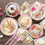 168PCS Happy Easter Party Supplies, Bunny and Eggs Paper Plates