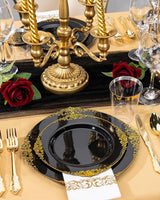 Nervure 350PCS Black Plastic Plates - Black Plastic Dinnerware Sets