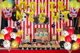 Movie Night Decorations Popcorn Star Foil Balloons Cupcake Toppers