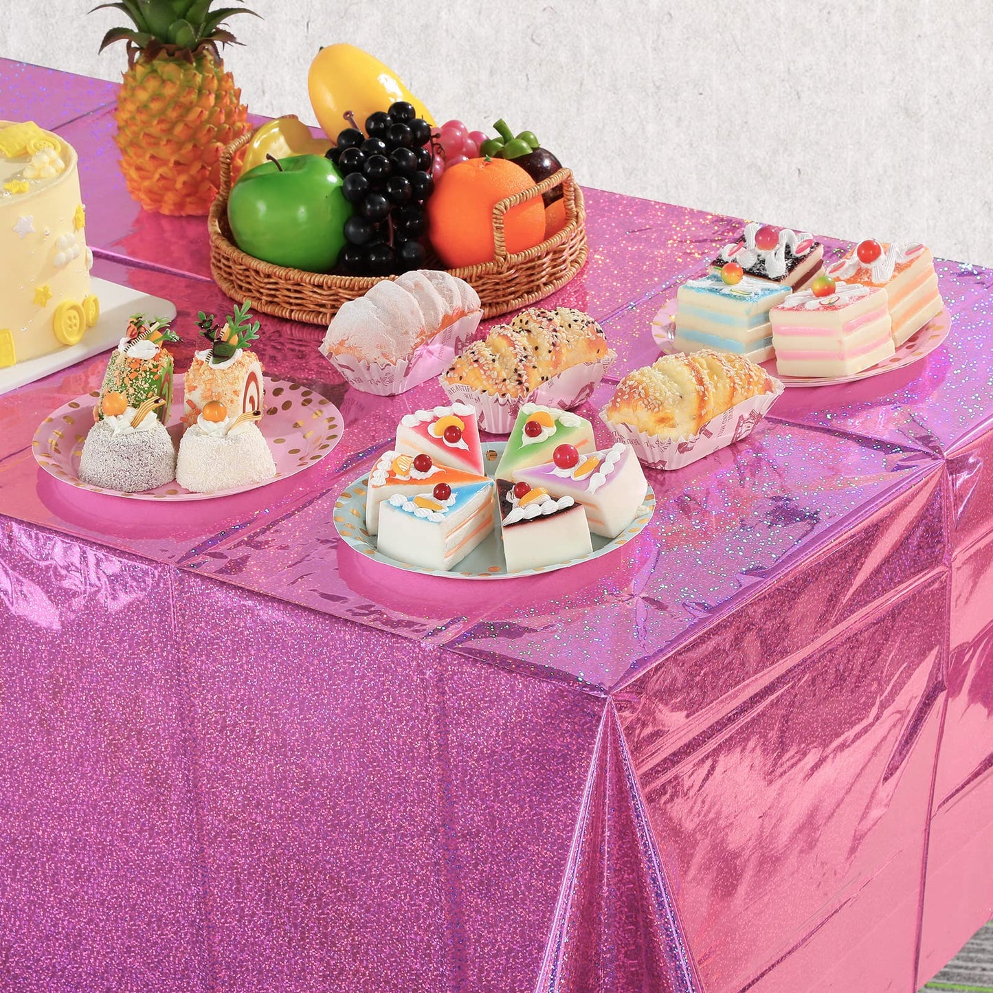 8 Pack Iridescence Plastic Tablecloths Shiny Disposable Laser