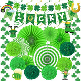 28 PCS St Patricks Day Decorations Green St Patricks Day Paper Fan