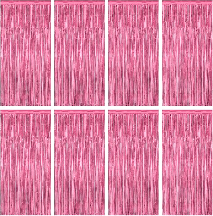 8 Pack Pink Backdrop, 3.28 FT x 7.05 FT Pink Birthday Decorations,