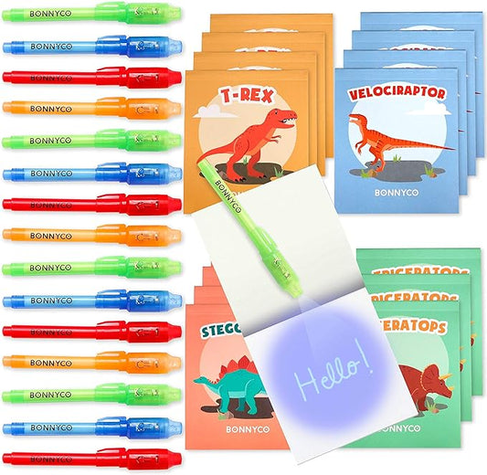 Invisible Ink Pen and Notebook Pack 16 Dinosaur Party Favors for