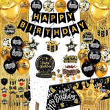 Black and Gold Birthday Decorations Party Supplies Kit with