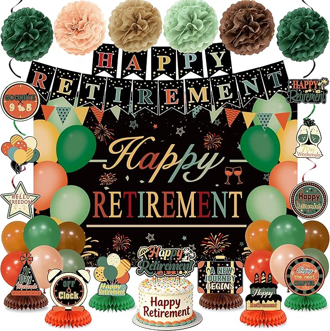 Retirement Party Decorations for Men Women Vintage Happy Retirement