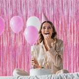 12 Pack Pink Backdrop, 3.28 FT x 7.05 FT Foil Streamers, Metallic